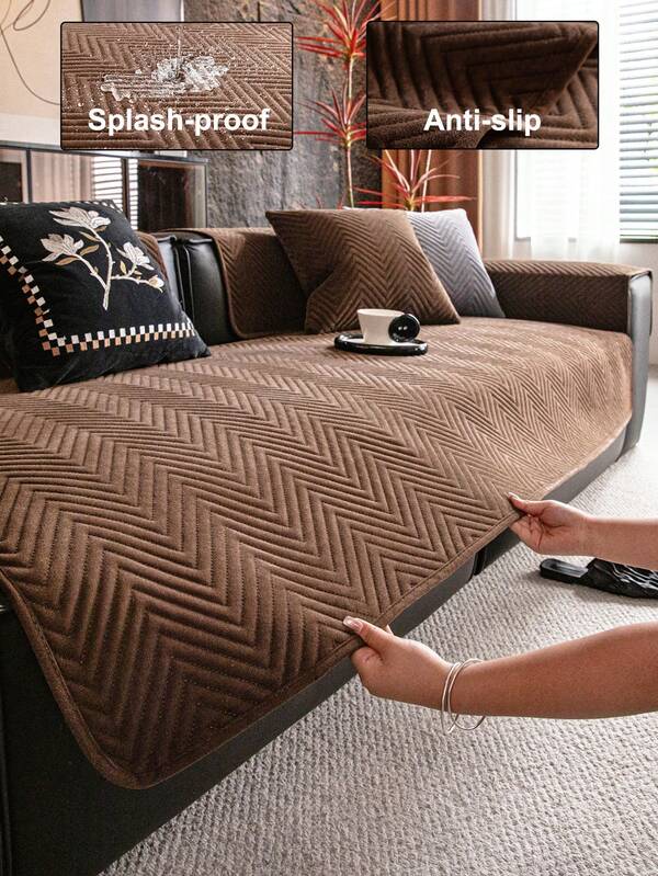 1 pieza Funda impermeable para sofá, gruesa y cálida para otoño/invierno, suave y amigable con la piel, lavable a máquina, resistente a la suciedad y apta para mascotas, duradera, adecuada para todas las estaciones, decoración navideña, protección de muebles, apta para sofás de 1/2/3/4 plazas, reposabrazos y respaldo