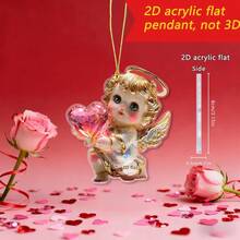 1pc Valentine's Day Love Angel 2D Acrylic Small Pendant, Transparent Acrylic With Gold Thread Couple Phone Chain Decoration, Backpack Hanging Decoration, Valentine's Day Gift - Multicolor-gold Thread - View 3