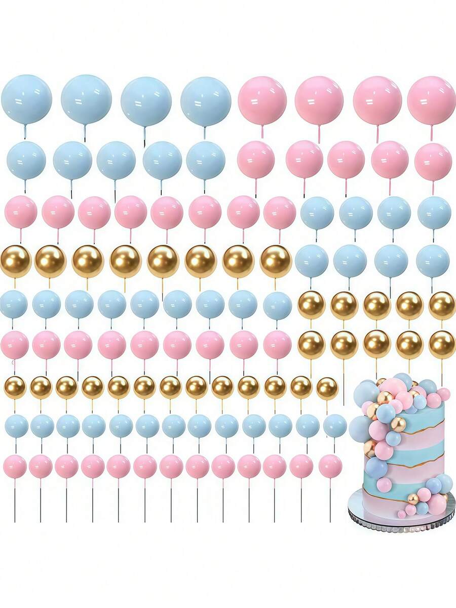 150 chiếc - Bóng bay trang trí bánh, bóng xốp trang trí bánh, bóng ngọc trai giả, tăm xiên bánh tự làm, phụ kiện làm bánh, trang trí cỏ Bohemian, tăm xiên bánh, sinh nhật, đám cưới, tiệc mừng em bé, đồ dùng tiệc theo chủ đề Bohemian, thích hợp cho tiệc mừng em bé, đám cưới, lễ kỷ niệm, tiệc sinh nhật (xanh nhạt, vàng, hồng nhạt)