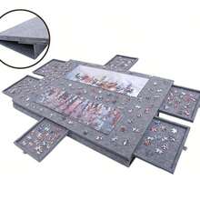 1 Set Tappetino Puzzle Pieghevole/Verticale in Feltro con 4 Cassetti, Adatto per Puzzle Fino a 500 Pezzi, Tappetino Puzzle Pieghevole e Portatile di Grandi Dimensioni - Multicolore - Visualizzare 13
