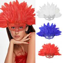 1 Bộ mặt nạ hóa trang dự tiệc dành cho nữ, mặt nạ lông vũ nửa mặt, mặt nạ bột đen, thích hợp cho lễ hội hóa trang, Giáng sinh, năm mới, trang phục dự tiệc, cosplay (lông vũ nhân tạo có thể tháo rời và sử dụng kép) - Nhiều màu - Xem 3