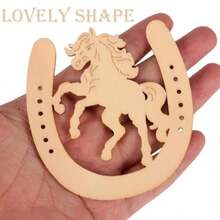 24Pcs Wood Horseshoe Cutouts Blank Horseshoe Wood Cutout Wooden Horseshoes DIY Painting Discs For Home Party Decors - 黑色 - 查看 5
