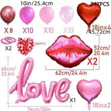 247 piezas/Set, Oro rosa, Burdeos mate, Rosado macaron, Rosado perla claro Globos de látex, Corazón rojo, Corazón rosa, Labio rojo, Globos de foil de letra de amor rosa conectada, Decoración de pétalos, Adecuado para el Día de San Valentín, Año Nuevo, Ceremonia de apertura de Año Nuevo, Navidad, Cumpleaños, Boda, Acción de Gracias, Día de la Madre, Día del Padre, Aniversario, Temporada de graduación, Decoración del hogar, Fiesta de globos, Fondo de fotografía, Decoración de naturaleza muerta de fotografía. - Multicolor - Ver 3