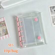 1本彩色M5透明活页本，贴纸本，活页相册，YOUCHENGYOUPIN品牌，双扣5孔活页笔记本，M5账簿，DIY贴纸笔记本，PP材质透明内页，高透明度，大容量便携式活页笔记本，适用于Kpop照片卡、照片卡、计划本、账簿、笔记本、学生返校用品、办公用品等。 - 無色 - 查看 10
