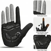 Guantes de ciclismo acolchados de gel de 5 mm para hombre, transpirables y resistentes al desgaste - Negro - Ver 5