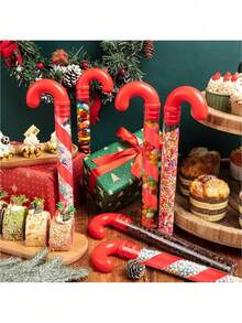 Red Christmas Candy Stick Box, Plastic Candy Container, Christmas Tree Decoration Empty Candy Tubes, Party Gifts, Christmas Party Supplies, Transparent Empty Candy Tubes, Christmas Party Supplies, Suitable For Christmas Parties, Christmas Holiday Gifts Filling Empty Tubes, Party Gifts - Multicolor - View 12