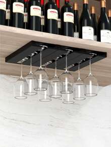 1 pieza/2 piezas Estante colgante para copas de vino, soporte duradero para copas, montado debajo del gabinete sin necesidad de perforar, estilo minimalista ahorra espacio, apto para uso doméstico y comercial, se adapta a diámetros de copas de 3-8.5 cm/1.18-3.35 pulgadas, regalo ideal para Halloween, Acción de Gracias, Navidad y preparación de cocina estacional, disponible en blanco y negro