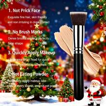 1支平头歌舞伎粉底刷 - 高级化妆刷，适用于液体、膏状和粉状产品 - 可用于晕染、腮红抛光和点彩，是理想的面部化妆工具，圣诞礼物、新年礼物、旅行必备、情人节礼物、平价旅行化妆刷、女士礼物、化妆师礼物、专业全套化妆工具 - 1pc - 查看 5