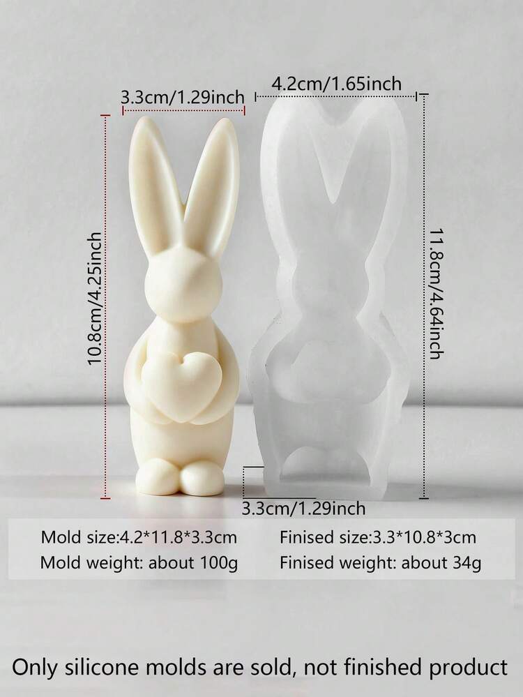 Rabbit Ear & Heart Shaped & Egg Shaped Candle Mold, Easter Decoration 3D Rabbit Egg Candle Silicone Mold, Reusable High Temperature Resistant Silicone Mold For DIY Scented Candle Decoration, Plaster Diffuser, Resin Casting And More, Suitable For Holiday Celebration, Meditation And Home Decor - White - View 11