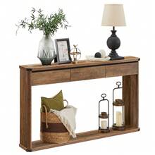 VASAGLE Mesa de Consola de Malla, Aparador, para Salón - Marrón - Ver 6