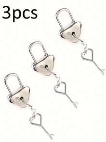 Mini Heart-Shaped Lock Set With Keys, Durable Alloy Material, Metal Lock, Cute Cartoon Design, Suitable For Luggage, Jewelry Box And Notebooks - Multicolor - View 14