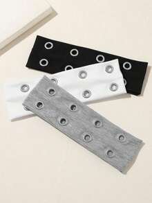 Grunge Punk  1pcs  Fashion Perforated Wide Headbands, Suitable For Streetwear, Casual Wear And Outings Hair Band Turban Headband Sweatband - 黑色 - 查看 4