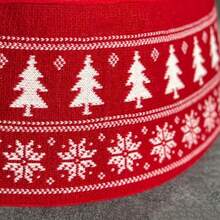 Collar de árbol de Navidad de punto para árboles de 5-9 pies falda de árbol ajustable de 23-30 pulgadas con copo de nieve y patrón de árbol de Navidad cubierta decorativa de base de Navidad rojo - Blanco - Ver 6