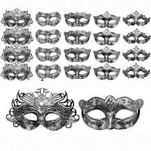1 Set Of 20pcs Unisex Masquerade Masks, Venetian Masks, Roman Retro Masks, Suitable For Christmas, Carnival, Birthday, Banquet, Festival Party Costumes - Multicolor - View 3