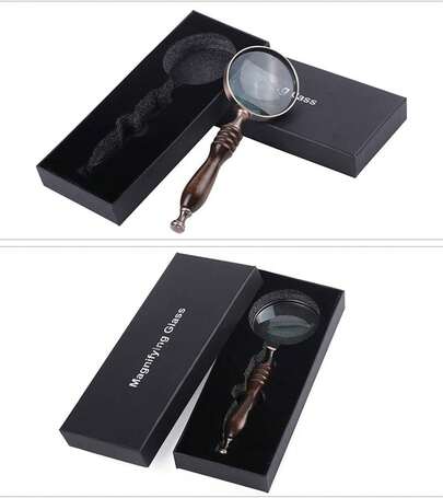 Meichoon Lupa De Metal De Mano,10 Aumentos,Estilo Clásico,Nostálgico,Estilo Retro,Mango De ébano,Herramienta De Ayuda De Lectura para Ancianos,UC32