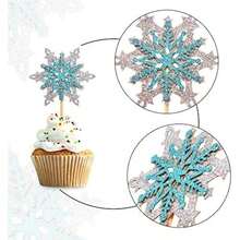 Ercadio - 24 adornos para cupcakes con diseño de copo de nieve de doble capa, plateado y azul(default) - Tipo 1 - Ver 4