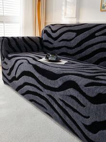 1pc Cationic Soft Plush Fabric Pet Proof Sofa Cover, Embossed Plush Jacquard Zebra Pattern, Rich Color Palette, Thick Jacquard Plush Sofa Cover Suitable For 1/2/3/4 Seat Sofa, Autumn/Winter - Multicolor - View 8