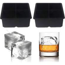Bandejas grandes de silicona para cubitos de hielo 2.5 pulgadas u2013 Mquina gigante de hielo de silicona para cctel, cubeta de hielo de whisky escocs, cubos de hielo reutilizables de fcil - inicial - Ver 2