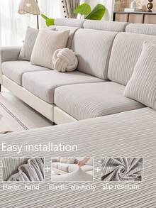 1件装弹力加厚保暖沙发套，防滑全包覆式沙发座套，四季皆宜，面料厚实，可机洗，防尘，宠物友好，适用于卧室、办公室、客厅，L型沙发，1/2/3/4人座沙发。 - 淺灰色 - 查看 5