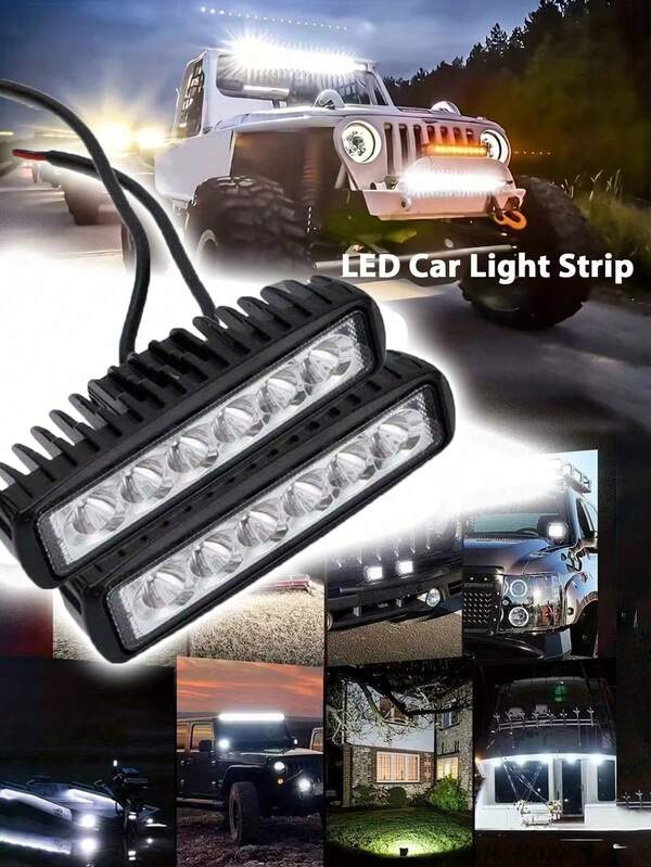 Barra de luz de carro de 18 W com 6 LEDs de alta qualidade, luzes brancas de alto brilho para caminhonete SUV, luzes de veículos off-road, carros, homens saem, manutenção necessária, iluminação externa