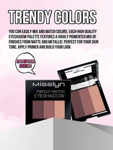 Misslyn 三色高显色眼影盘，轻松打造闪亮眼妆。质地柔滑易晕染，哑光、珠光和闪片三种妆效。适合派对、海滩、旅行、度假、露营和户外活动。玫瑰色包装，馈赠佳品。 - 62N - 查看 4