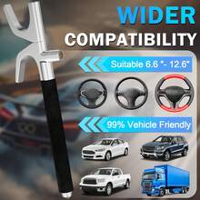 3件装可调节防盗汽车方向盘锁，带逃生锤和破窗器，通用型