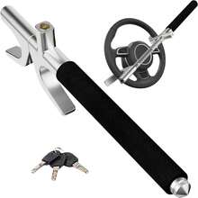 3件装可调节防盗汽车方向盘锁，带逃生锤和破窗器，通用型