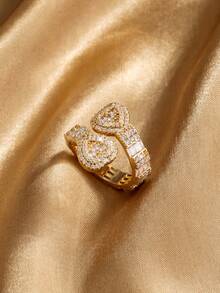 1枚优雅奢华镶嵌双心形戒指