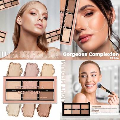 Profusion Cosmetics Highlight And Contour Palette LongWearing Buildable Soft Powder For Sculpting And Defining Blendable Formula For Light To Medium Skin Light Medium