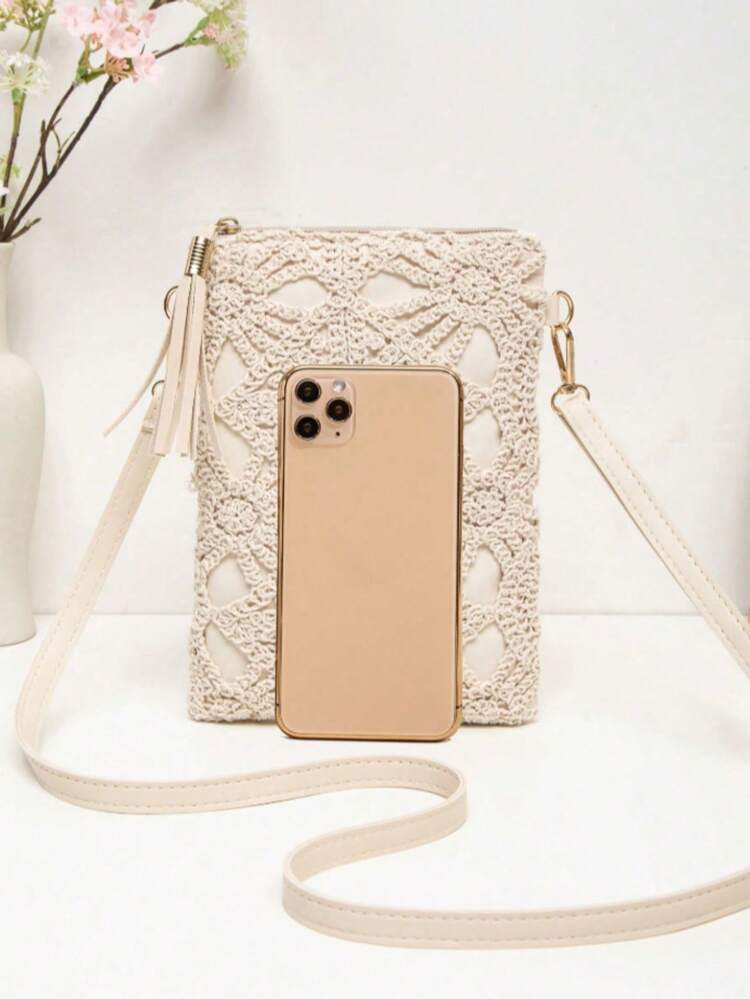 新款女士小号斜挎包，小众海滩多功能单肩包，时尚迷你方形信封包，百搭休闲度假沙滩斜挎包 - 彩色 - 查看 1