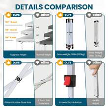 tooluck 10x10ft Pop Up Canopy Tent Heavy Duty Gazebo With 4 Sidewalls Waterproof Party Tent Easy Set-Up Commercial Instant Tents With 4 Sandbags 4 Ropes 4 Stakes & Wavy Edge,Blue - 藍色 - 查看 7