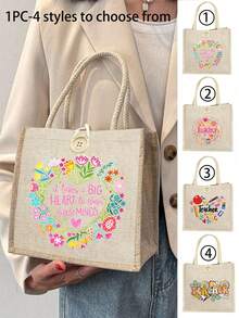 Teacher Letters Printed Handbag, Mama Print Tote Bag, Mothers Day Gift, For Mom Bag, Best Thanksgiving Gifts For Famliy, Women's Day Gifts, Thanksgiving Gifts, Goddess Day Gifts, For Women, Couples, Daily Use, Dating, Birthdays, Holidays, Back To School, Summer, Vacation, Beach, Travel, Commuting, Business, Students, Picnics, Camping, Supermarkets, Daily Storage