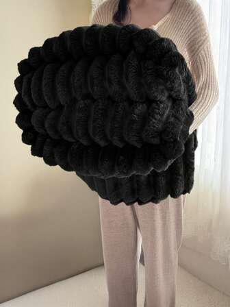 1条毯子，床上用品，舒适保暖，亲肤透气，轻盈柔软舒适，黑色，简约时尚设计，适用于沙发、卧室、客厅，全方位舒适，旅行必备，午睡毯，多种尺寸可选，可机洗，房间装饰，冬季装饰