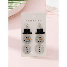 1 Pair Cute Colorful Snowman Design Fashion Jewelry Earrings For Women, Perfect Decoration For Holiday Parties - Multicolor - View 2