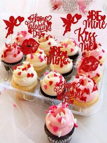 20/10 món đồ trang trí bánh ngày Valentine: Đồ trang trí bánh cupcake hình trái tim, môi và nụ hôn của thần Cupid lấp lánh, trang trí bánh kem chủ đề ngày Valentine cho tiệc cưới. - Nhiều màu - Xem 6