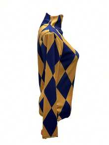 2024 New Spring/Autumn Women Printed Long Sleeve T-Shirt, Slim Fit Mock Neck Casual Undershirt - Yellow - View 2