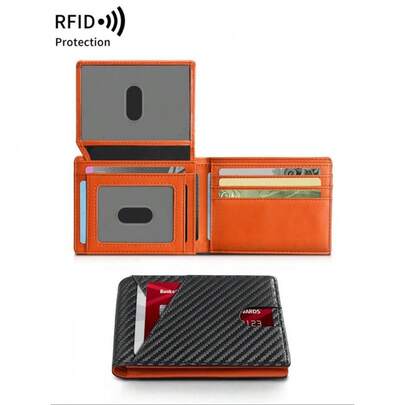 Father's Day Gift Men's Card Holder - Carbon Fiber RFID Blocking Slim Front Pocket Wallet