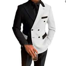 Two-Piece Suit Tuxedo Groom And Groomsmen Attire Wedding Banquet Attire - 白+酒紅 - 查看 3