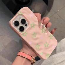 Teléfono Estilo coreano Pantalla completa Estrellas 16 Teléfono Pro 15 Suave 11 A prueba de golpes 12 Patrón de meteorito 14 Mujeres 13 - Rosa - Ver 4