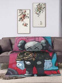 Kawss Kawaii Kaw Blanket Premium Anime Throw Blanket - Ultra Soft Flannel, Cartoon Print, Ideal Gift For Fans For Christmas & Birthday, For Sofa, Bed, Camping & Travel - Black - View 1