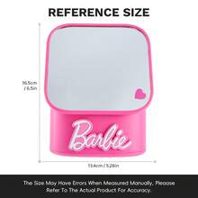 Miniso 芭比系列多功能收纳梳妆镜高清成像镜+多层收纳空间圆角设计宿舍桌面美妆收纳（1个） - 彩色 - 查看 9