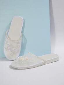 2026春夏极简轻便网面女士手工纯色拖鞋 - 白色 - 查看 6