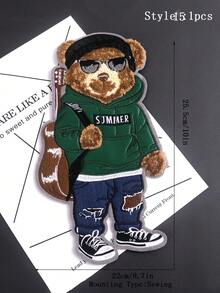 1 件/套卡通棕熊刺绣补丁，独特设计，适合 DIY 服装和配饰、牛仔裤、连衣裙、可爱刺绣贴花 - 彩色 - 查看 25