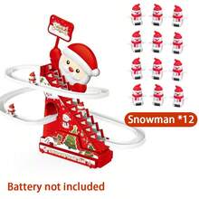 Zabawka w kształcie bałwana, kolejka górska, Święty Mikołaj, tor saneczkowy ze schodami, zestaw zabawek, wyposażony w migające diody LED i zabawki muzyczne, odpowiedni dla małych dzieci i młodzieży, idealny prezent na Boże Narodzenie. - Wielokolorowe - Zobacz 11