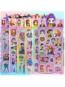 Mattel 18张K-Pop Wish Hunters Q版卡通贴纸超值套装（Rumi、Mira、Zoey角色），防水乙烯基贴纸，适用于笔记本电脑、水瓶、行李箱、日记本、剪贴簿、手工制作，生日、圣诞节、万圣节派对收藏品、粉丝礼物 - 彩色 - 查看 8