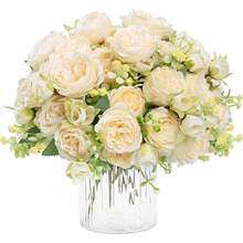 1/80PCS Artificial Flowers Silk Peony Bridal Bouquet Fake Roses Hydrangea For Autumn Decorations Wedding Vase For Home Dining Room Bedroom Decorations,Festival Birthday Party Accessories, Outdoor Garden Decorations,Autumn Home Decor,Bedroom Decor