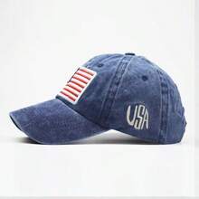 Classic American Flag Baseball Cap, Washed And Distressed Baseball Cap - Navy Blue - View 2