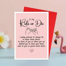1PC Fun Friendship Card, My Best Friend Pink Promise, Galentine's Day Cards, Thanks, Missing You, The Perfect Gift For Your Best Friend - Multicolor - View 10