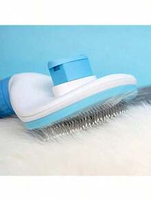 Pet Hair Remover Comb, One Click Hair Removal, Automatic Shedding Beauty Brush For Dogs, Cats - Blue - View 6