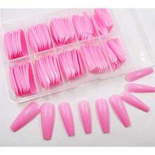 100pc Extra Long Pink Colored Coffin Press On Nails Ballerina False Fake Acrylic Nail Tips Full Cover Fingernail Designs Artificial Nails For Women FFgirls Salon Nail Art DIY (Pink){Inchcolor_nameinch:InchPinkinch} - Pink - 查看 4
